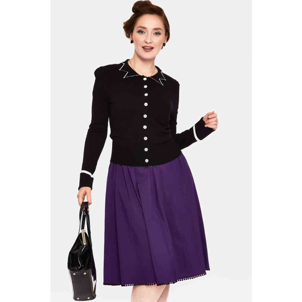 Voodoo Vixen - Winifred Pointy Collar Cardigan - Noir